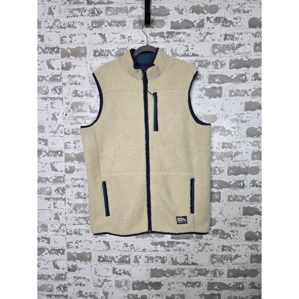 Eddie Bauer Sherpa Vest Tall Large Beige Full Zip Chilali Shearling Fleece